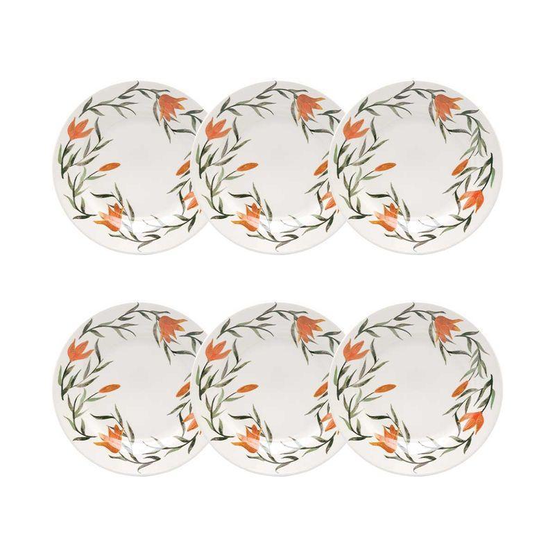 Jogo De 6 Pratos Sobremesa 18 Cm Donna Lírios - 2