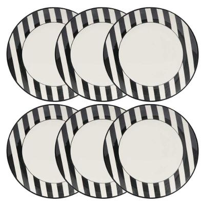 Jogo de 6 Pratos Rasos 26 Cm Oxford Unni Stripes And Dots
