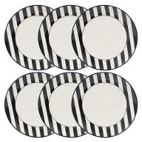 Jogo de 6 Pratos Rasos 26 Cm Oxford Unni Stripes And Dots - 1