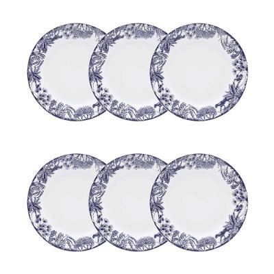 Jogo De 6 Pratos Sobremesa 22 Cm Flamingo Toile De Jouy