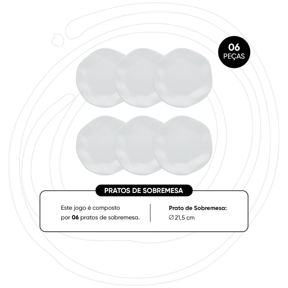 Jogo de 6 Pratos Sobremesa 21,5m Oxford Ryo White - 3