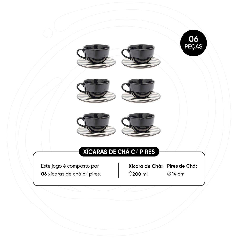 Jogo de 6 Xícaras 200Ml Com Pires Unni Stripes And Dots - 7