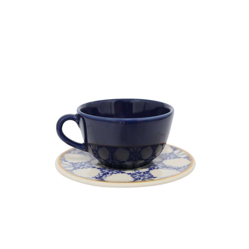 Jogo de 6 Xícaras 200Ml Com Pires Unni Azulejo Português - 1