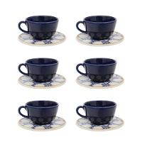 Jogo de 6 Xícaras 200Ml Com Pires Unni Azulejo Português - 2