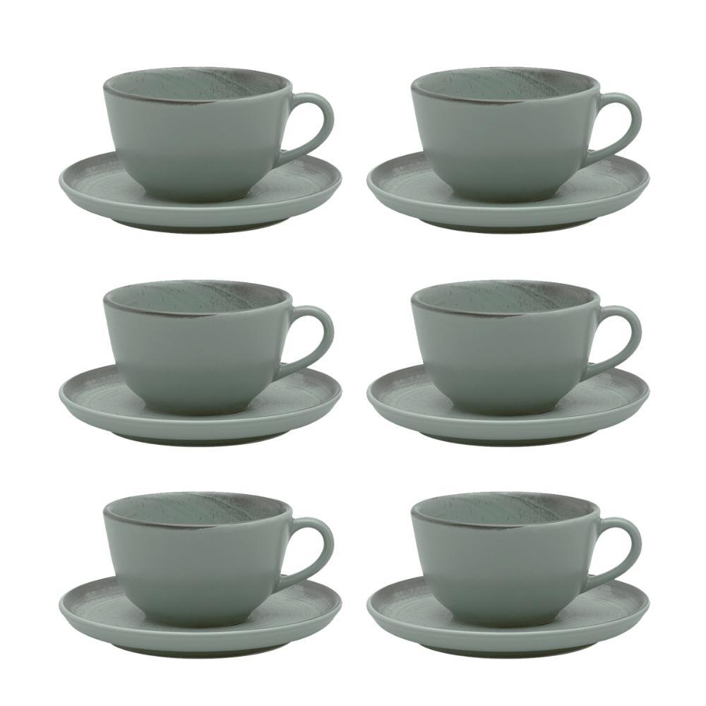 Jogo de 6 Xícaras 200 Ml com pires Oxford Flat Pacífico - 1