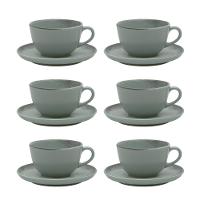 Jogo de 6 Xícaras 200 Ml com pires Oxford Flat Pacífico - 1