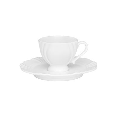 Jogo de 6 Xícaras Pequenas 75ml Com Pires Soleil White