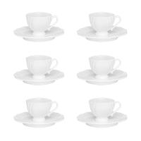 Jogo de 6 Xícaras Pequenas 75ml Com Pires Soleil White - 1