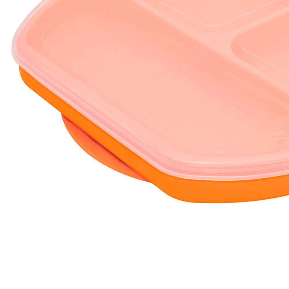 Prato De Silicone 3 Divisórias Com Base De Sucção Orange - 2