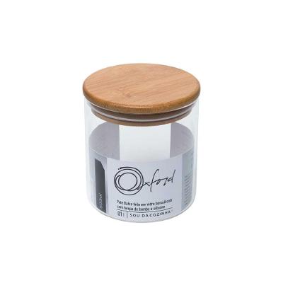 Pote Bahia Em Vidro Borosilicato 600 Ml Com Tampa De Bambu - Oxford
