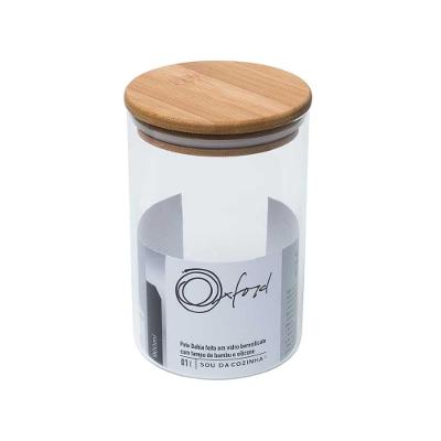 Pote Bahia De Vidro Borosilicato 900 Ml Com Tampa De Bambu - Oxford