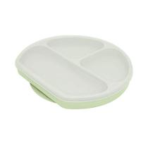 Prato De Silicone 3 Divisórias Com Base De Sucção Verde - 1