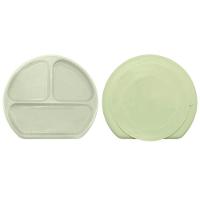 Prato De Silicone 3 Divisórias Com Base De Sucção Verde - 2