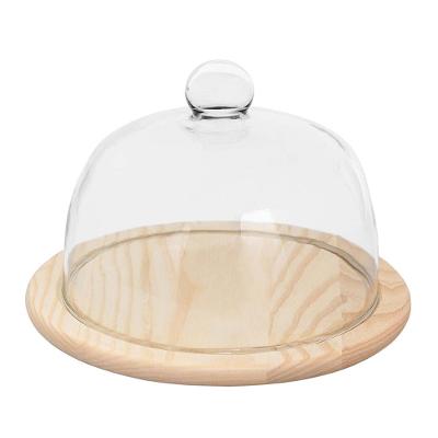 Queijeira Em Madeira Com Tampo De Vidro 25,4 Cm - Oxford
