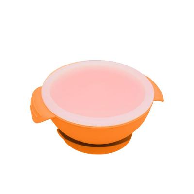Tigela De Silicone Com Base De Sucção E Tampa Orange