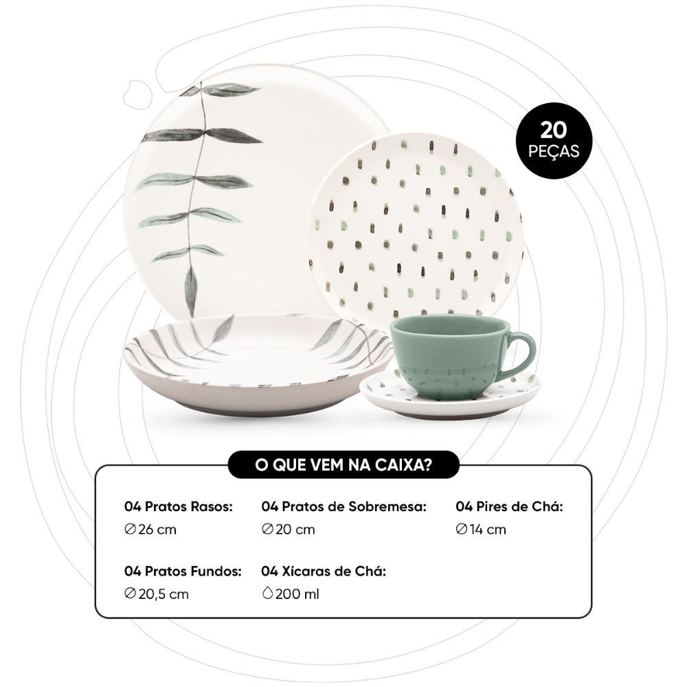 Aparelho de Jantar e Chá 20 Peças Oxford Flat Samambaia - 2