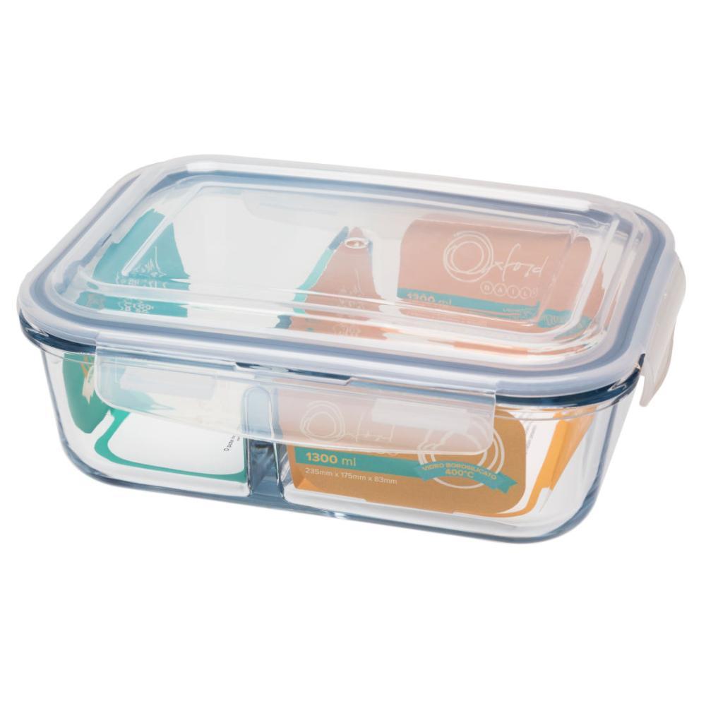 Pote Hermético De Vidro Retangular Com Divisórias 1,3 L - Oxford - 1