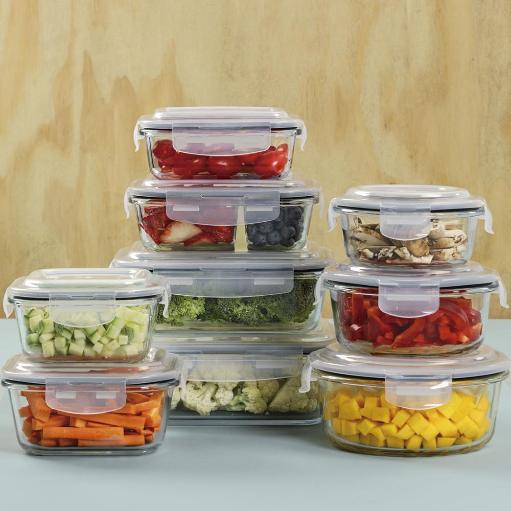 Pote Hermético De Vidro Retangular Com Divisórias 1,3 L - Oxford - 2