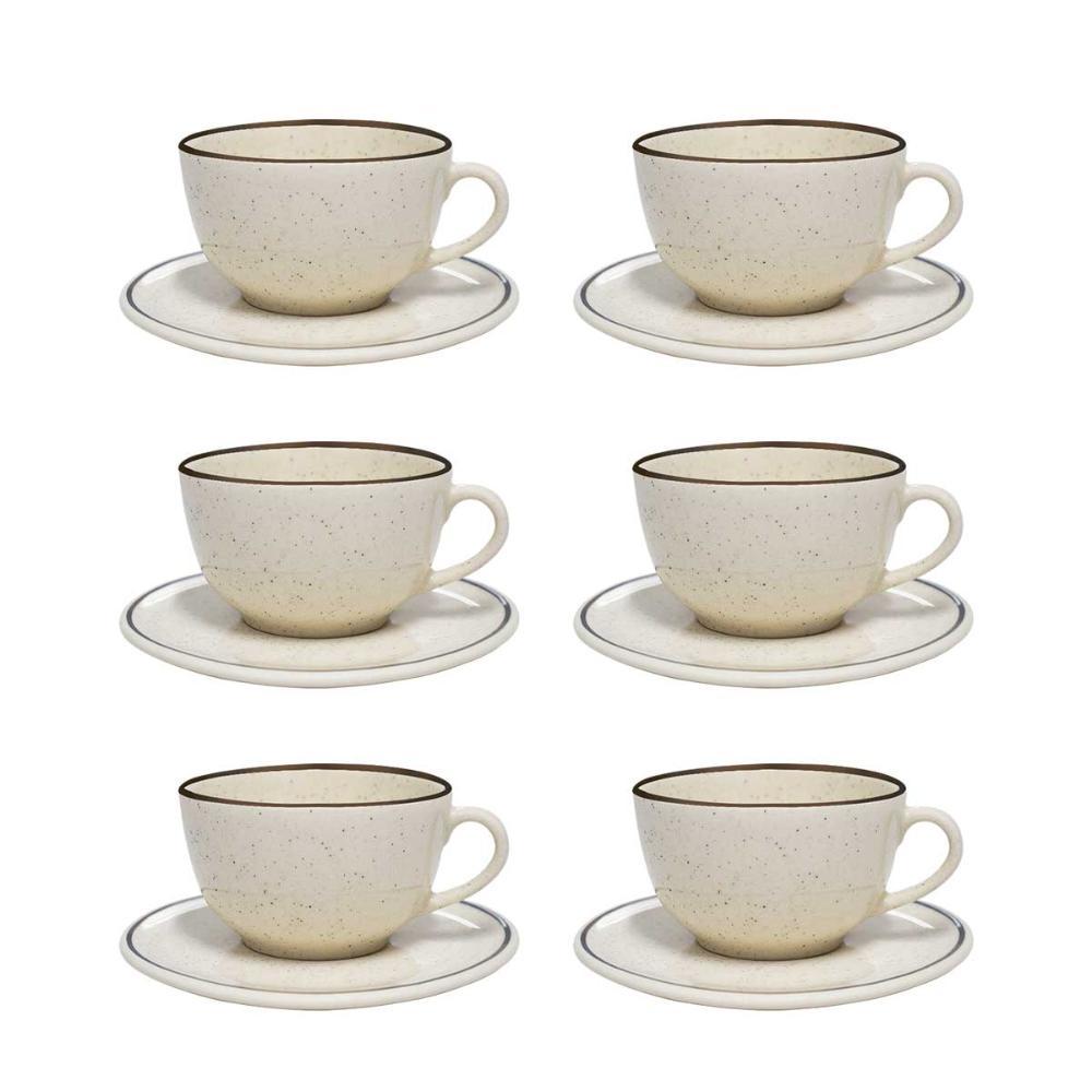 Jogo De 6 Xícaras Grandes 200 Ml Com Pires Unni Brisa - 2