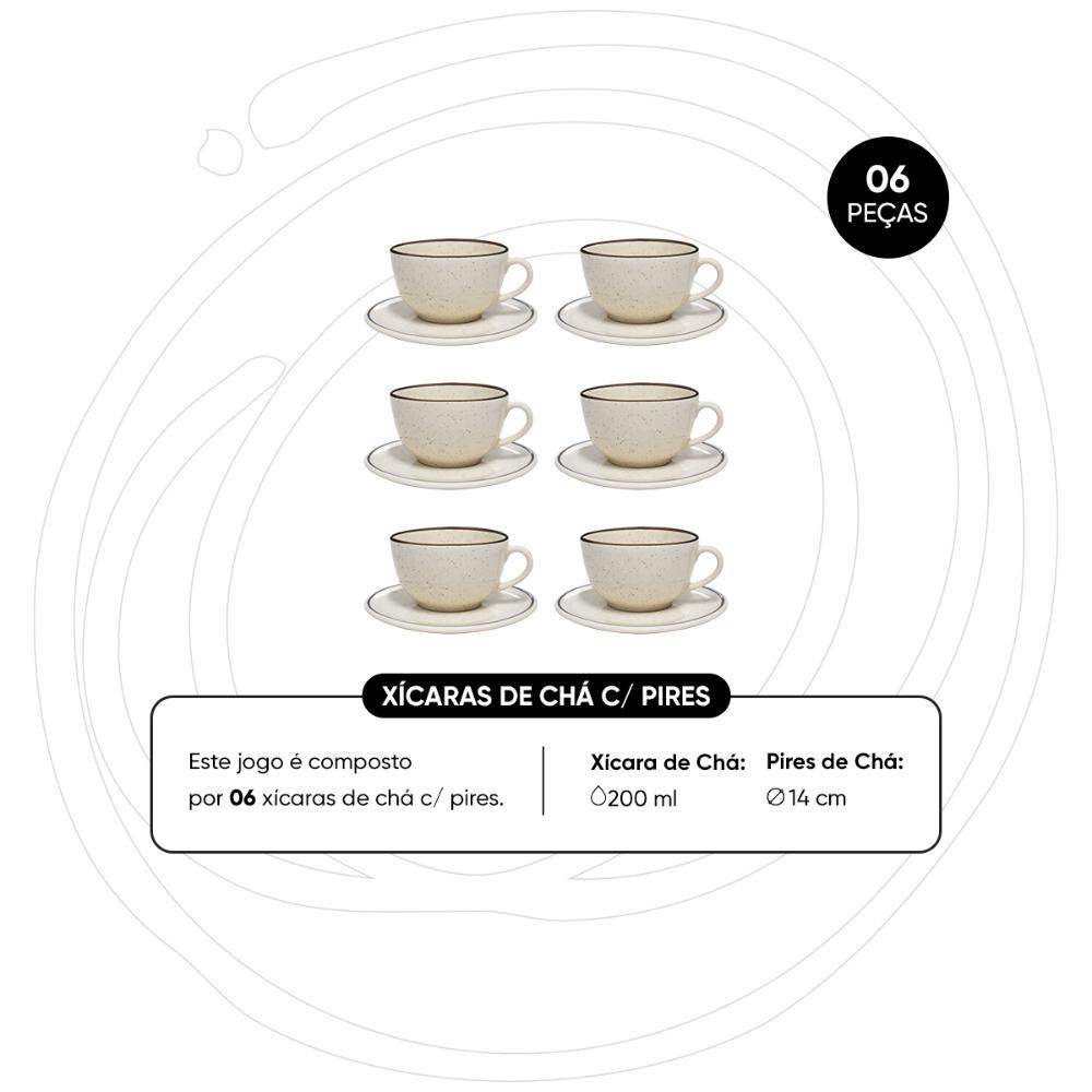 Jogo De 6 Xícaras Grandes 200 Ml Com Pires Unni Brisa - 3