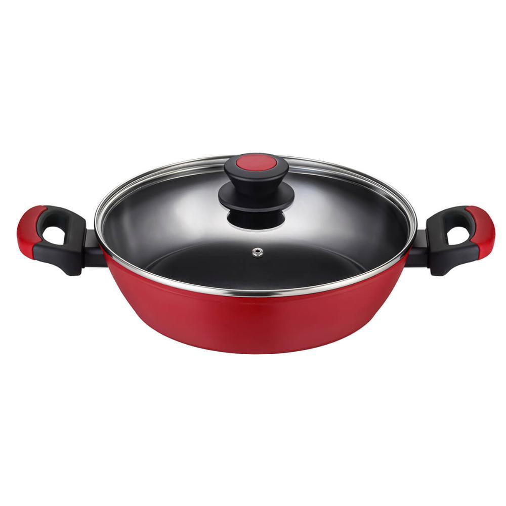 Caçarola Rasa Antiaderente Indução 28 Cm Everyday Vermelha - 1
