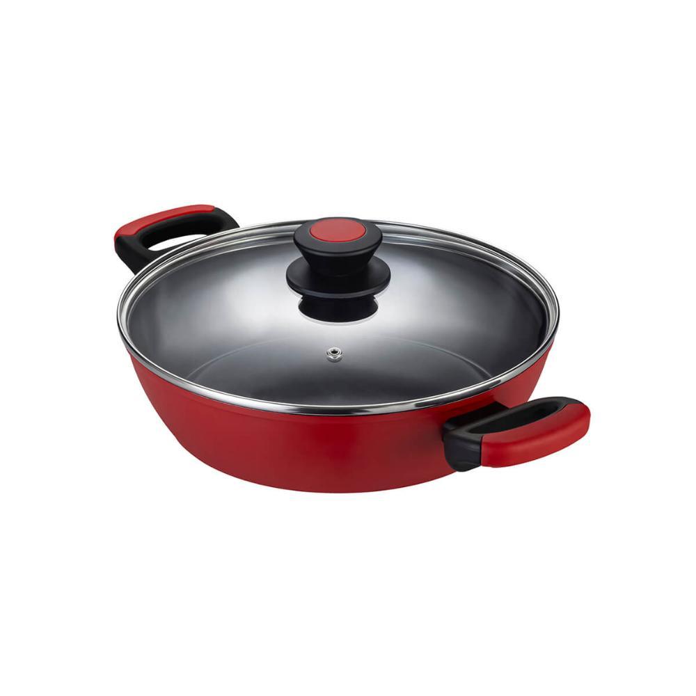 Caçarola Rasa Antiaderente Indução 28 Cm Everyday Vermelha - 3