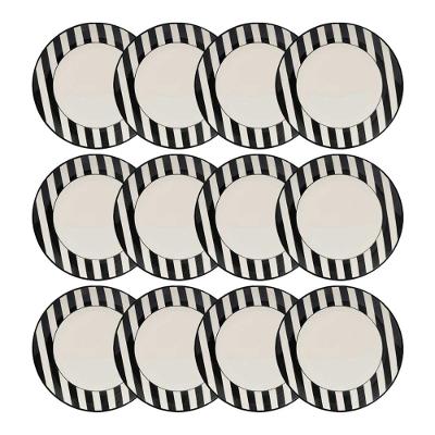 Jogo com 12 Pratos Rasos 26cm Oxford Unni Stripes and Dots