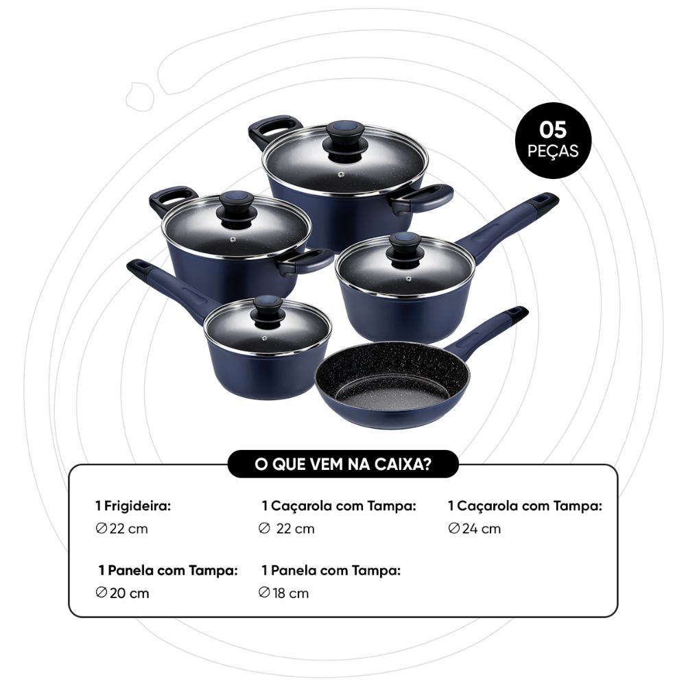 Jogo de Panelas para Indução 5 peças Everyday Azul - 3