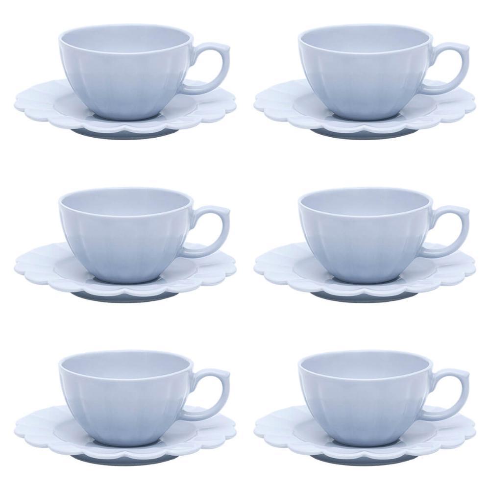 Jogo de 6 Xícaras de Chá Grande 220ml com Pires Flora Aster - 2