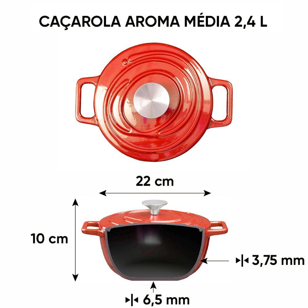 Caçarola de Ferro Fundido Esmaltado 22 cm Aroma Vermelho - 2