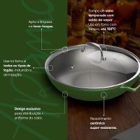 Panela de Ferro Fundido Esmaltado Wok 35 cm Aroma Verde - 2