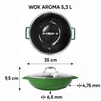 Panela de Ferro Fundido Esmaltado Wok 35 cm Aroma Verde - 3