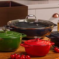 Panela de Ferro Fundido Esmaltado Wok 35 cm Aroma Cinza