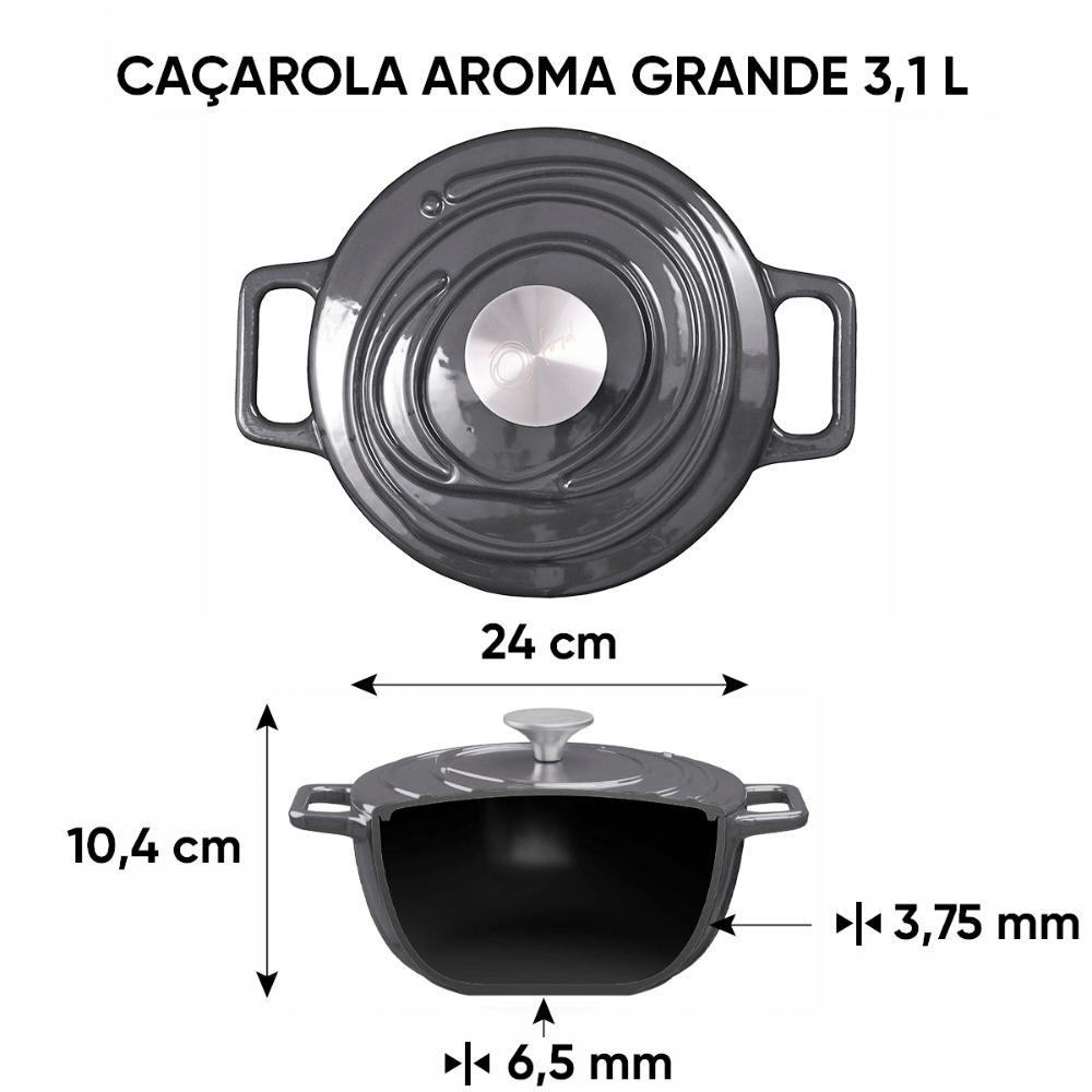 Caçarola de Ferro Fundido Esmaltado 24 cm Oxford Aroma Cinza - 2