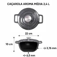 Caçarola de Ferro Fundido Esmaltado 22 cm Oxford Aroma Cinza - 2