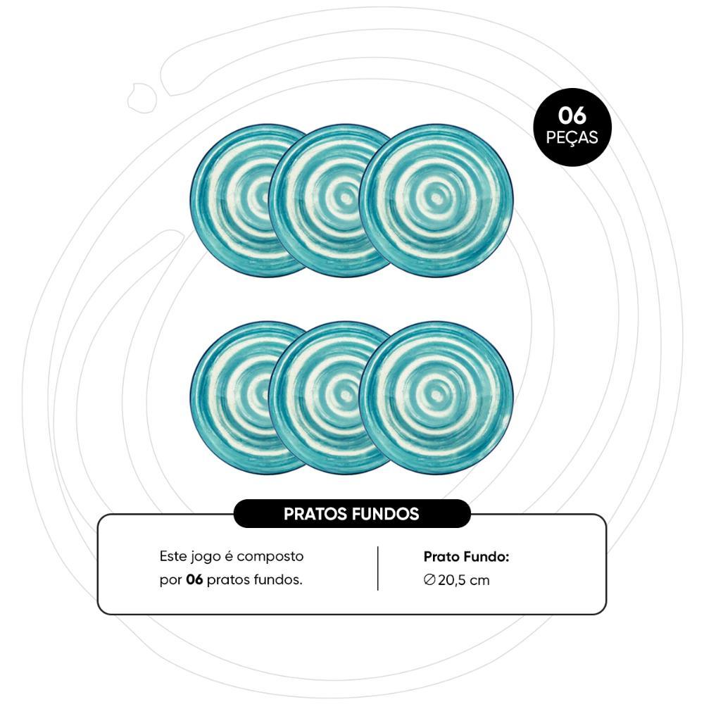Jogo de 6 Pratos Fundos 20,5cm Oxford Unni Oceânica - 3