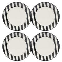Jogo com 4 Pratos Rasos 26 Cm Oxford Unni Stripes And Dots - 1
