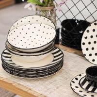 Jogo com 4 Pratos Rasos 26 Cm Oxford Unni Stripes And Dots - 4