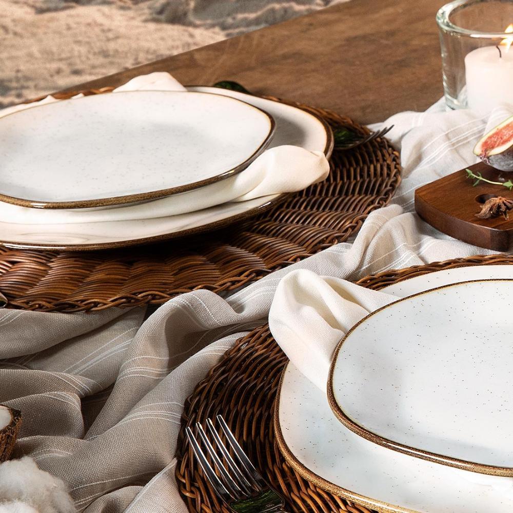 Jogo com 4 Pratos Rasos 27,5cm Oxford Ryo Maresia - 4