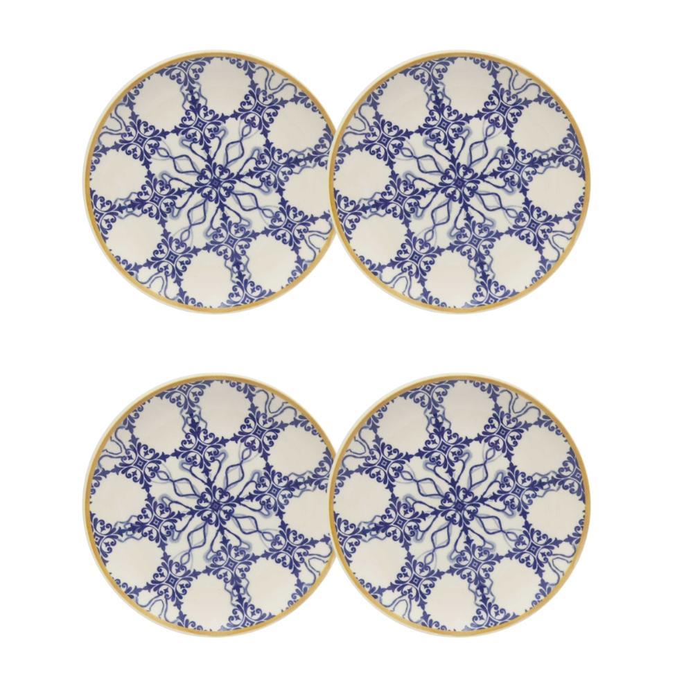 Jogo 4 Pratos de Sobremesa 20Cm Unni Azulejo Português - 1