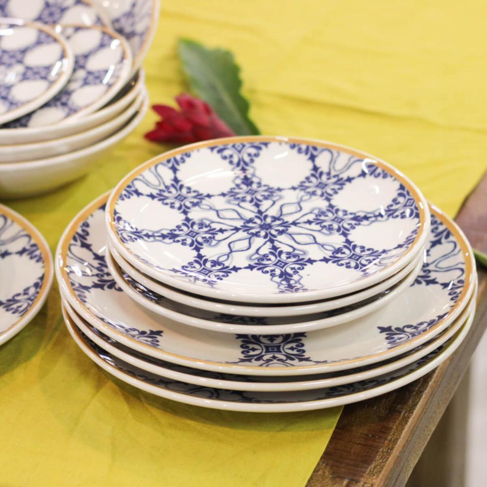 Jogo 4 Pratos de Sobremesa 20Cm Unni Azulejo Português - 3