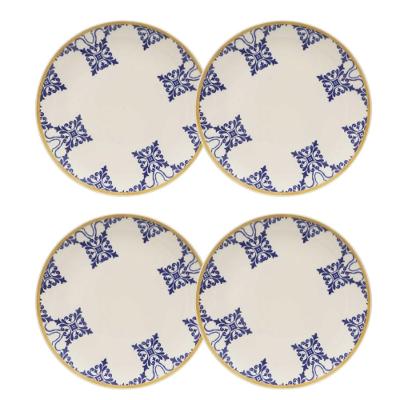 Jogo com 4 Pratos Rasos 26 Cm Oxford Unni Azulejo Português
