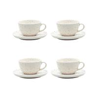 Jogo com 4 Xícaras Grandes 200 Ml Com Pires Flat Chuvisco - 1