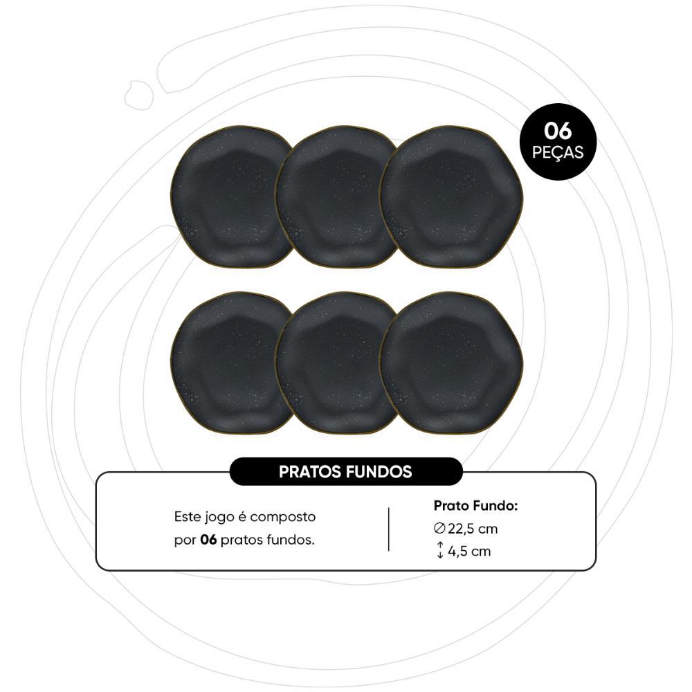 Jogo de 6 Pratos Fundos 22,5cm Oxford Ryo Volcano - 3