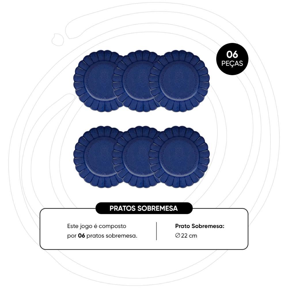 Jogo de 6 Pratos Sobremesa 22cm Oxford Flora Amor-Perfeito - 3