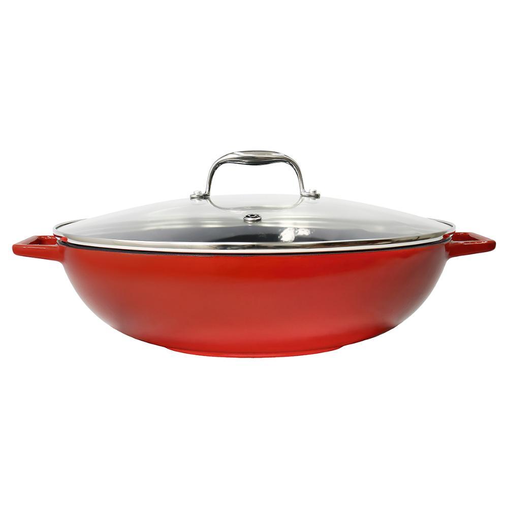 Panela de Ferro Fundido Esmaltado Wok 35 cm Aroma Vermelho - 1