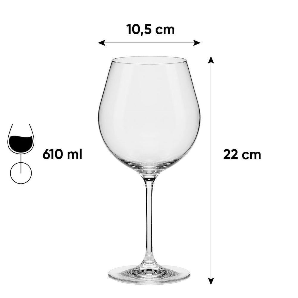Jogo de 2 Taças De Cristal Bourgogne 610 Ml Oxford Slim Classic - 3