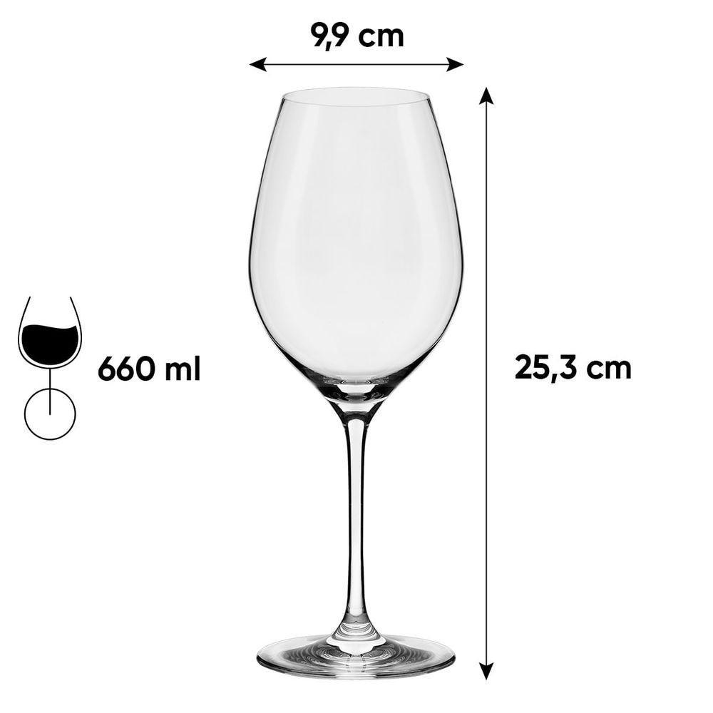 Jogo de 6 Taças De Cristal Bordeaux 660 Ml Oxford Forever Classic - 3