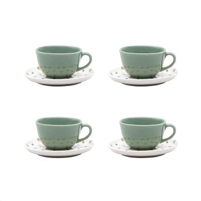 Jogo de 4 Xícaras Grandes 200 Ml Com Pires Oxford Flat Samambaia