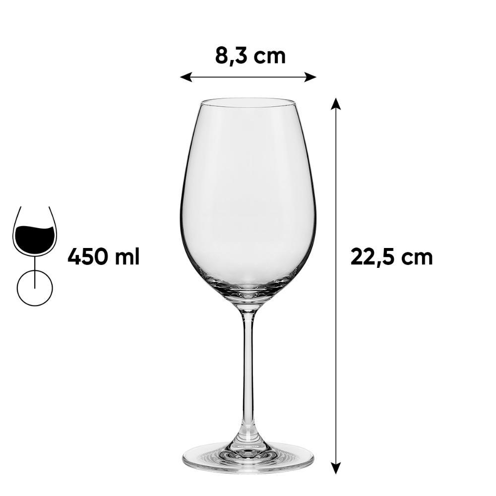 Jogo de 2 Taças De Cristal Para Vinho 450 Ml Oxford Slim Classic - 3